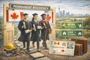 Immigrants and families building a new life in Canada with nature, city, and work opportunities