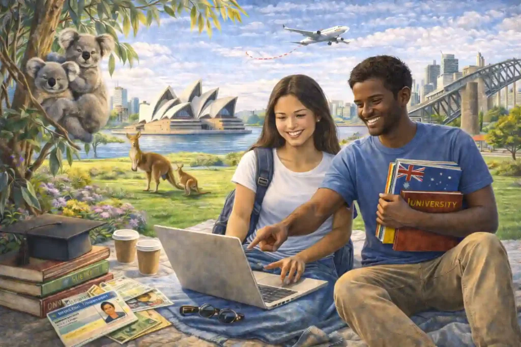 Study in Australia with student visa, scholarships, work while studying, and post-graduation opportunities