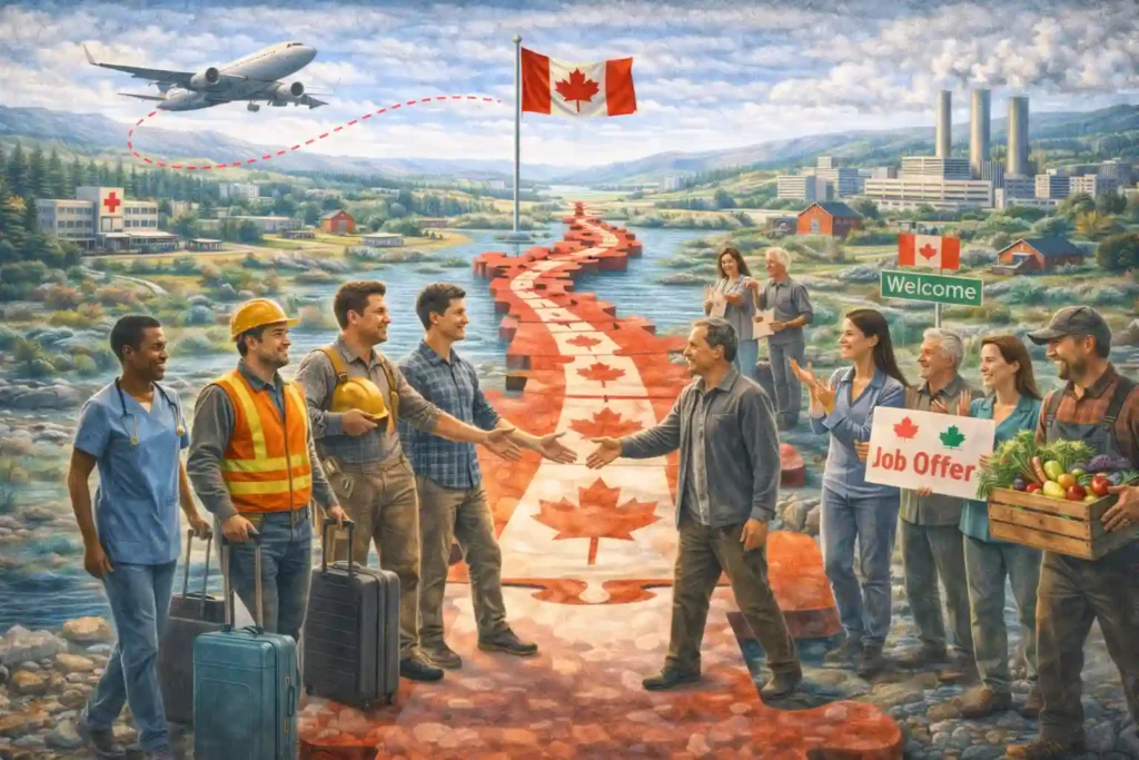 Rural Community Immigration Pilot RCIP program in Canada showing participating communities and eligibility for permanent residence