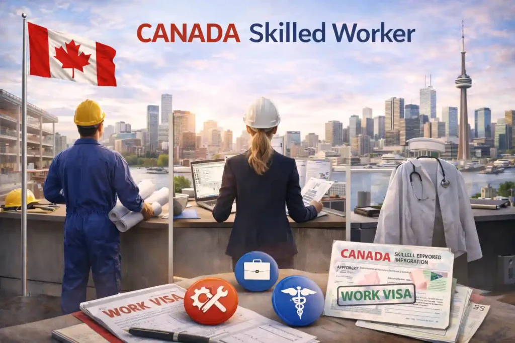 Canada Skilled Worker immigration program for permanent residency based on points system and professional skills